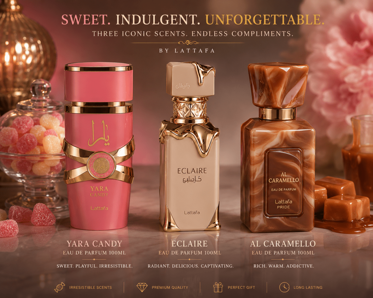 The Gourmand Collection — Sweet Icon Trio by Qamare — Authentic Arabic Fragrance | Qamare