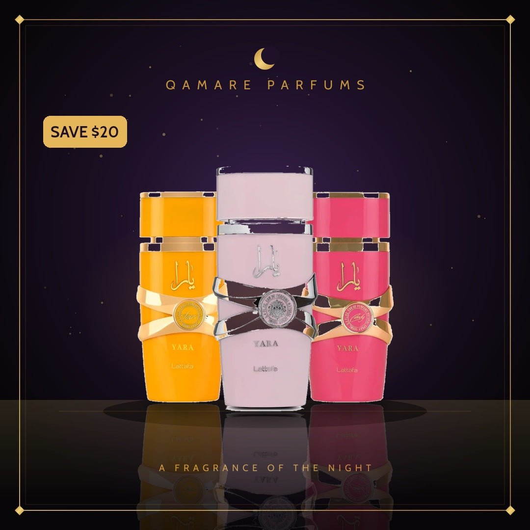 Yara Universe Trio — Yara + Yara Tous + Yara Candy (3 x 100ml EDP) by Lattafa — Authentic Arabic Fragrance | Qamare