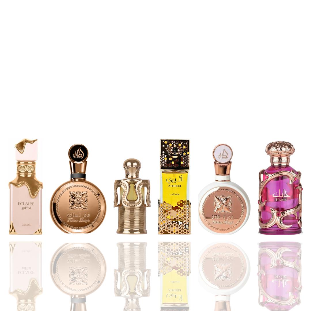 Lattafa Eclaire + Fakhar Extrait + 4 More — 6-Piece Bundle by Lattafa — Authentic Arabic Fragrance | Qamare