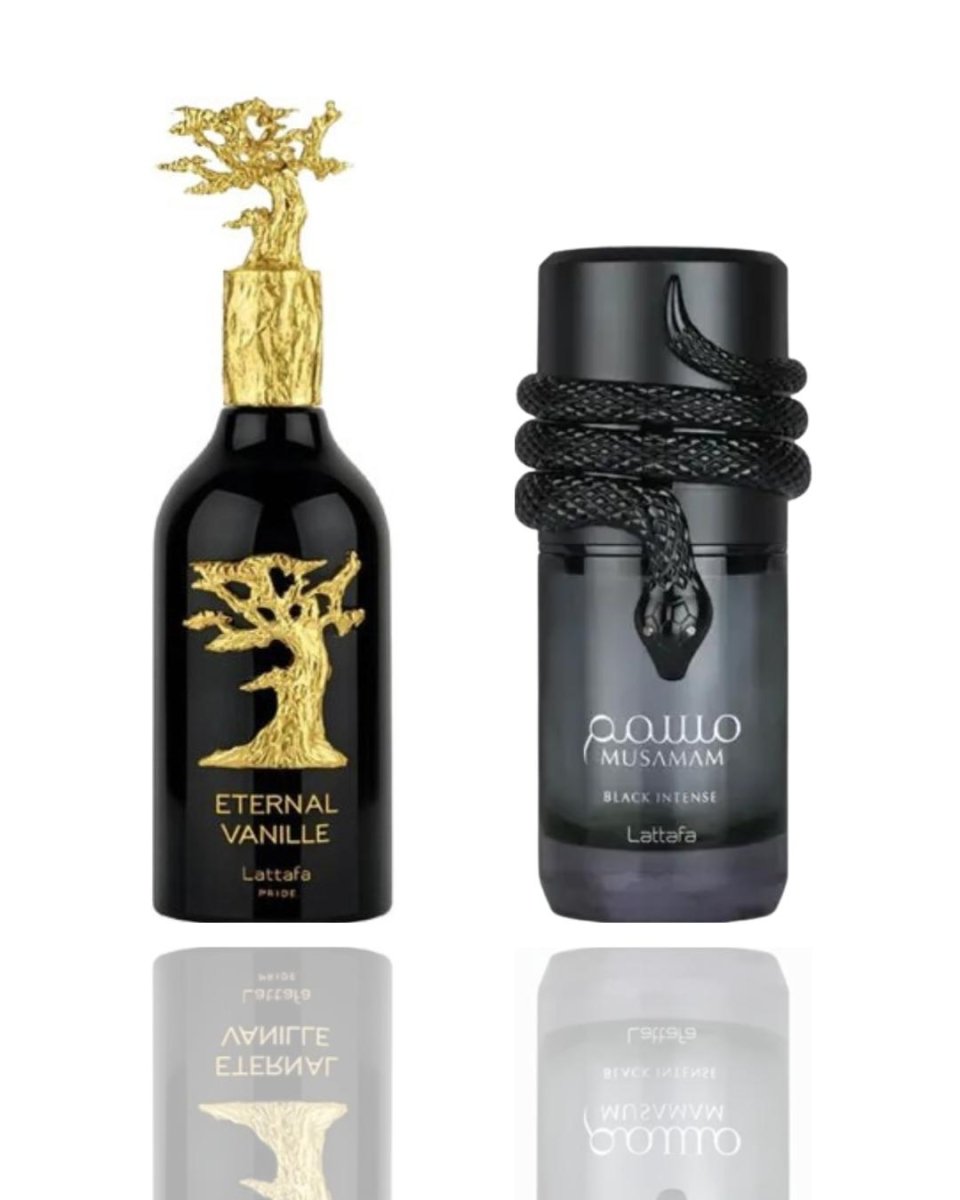 Musamam Black + Eternal Vanille — 2-Piece Set by Qamare — Authentic Arabic Fragrance | Qamare