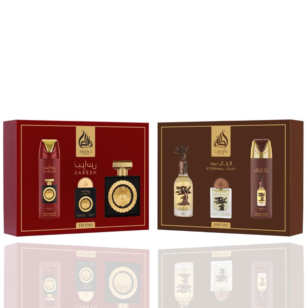 Nebras Gift Set + Eternal Oud Gift Set — 2-Piece Set by Qamare — Authentic Arabic Fragrance | Qamare