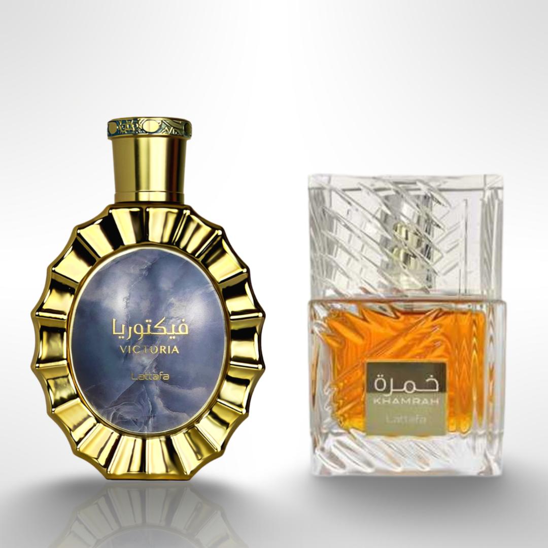 Lattafa Victoria + Khamrah — 2-Piece Set by Lattafa — Authentic Arabic Fragrance | Qamare