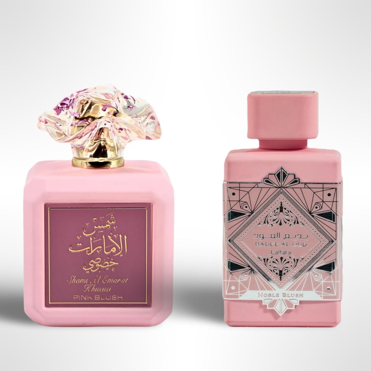 Shams Al Emarat + Badee Al Oud Pink Blush Bundle — 2-Piece Set by Qamare — Authentic Arabic Fragrance | Qamare