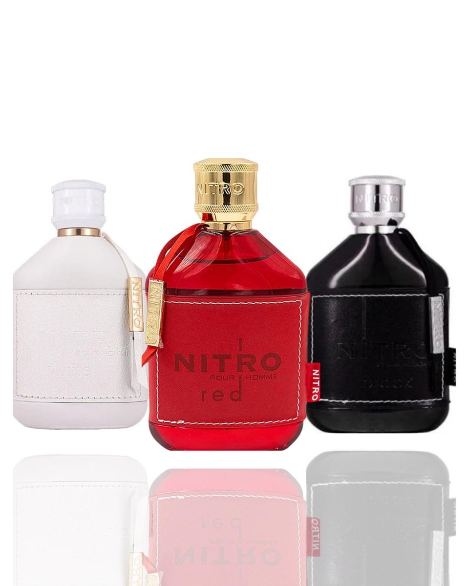 Nitro Red + Nitro Black + 1 More — 3-Piece Bundle by Qamare — Authentic Arabic Fragrance | Qamare