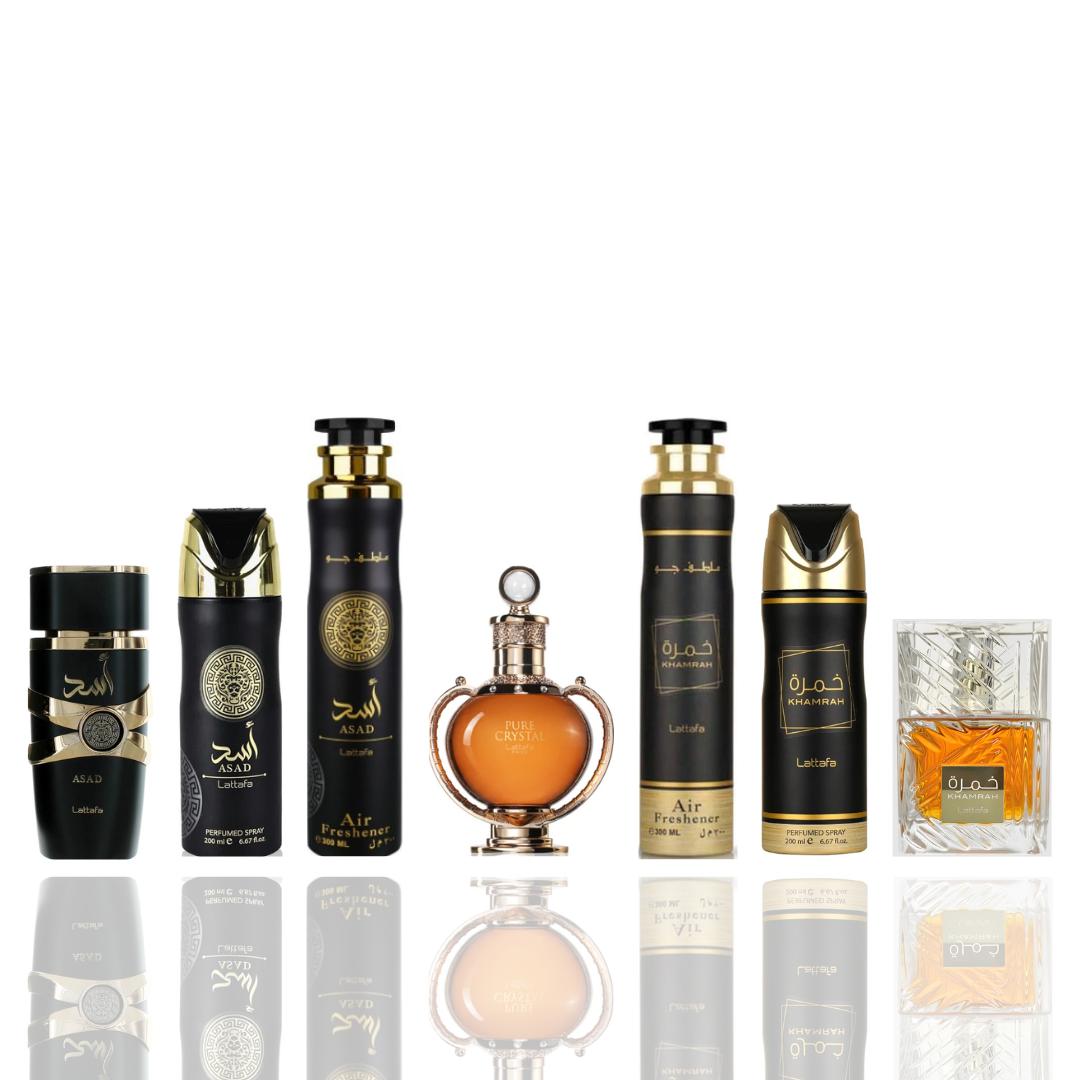 Asad + Asad Deodorant + 5 More — 7-Piece Bundle by Qamare — Authentic Arabic Fragrance | Qamare