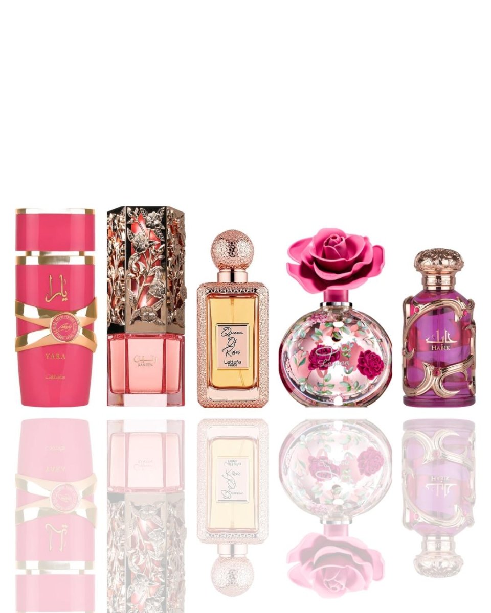 Yara Candy + Queen Of Roses + 3 More — 5-Piece Bundle by Qamare — Authentic Arabic Fragrance | Qamare