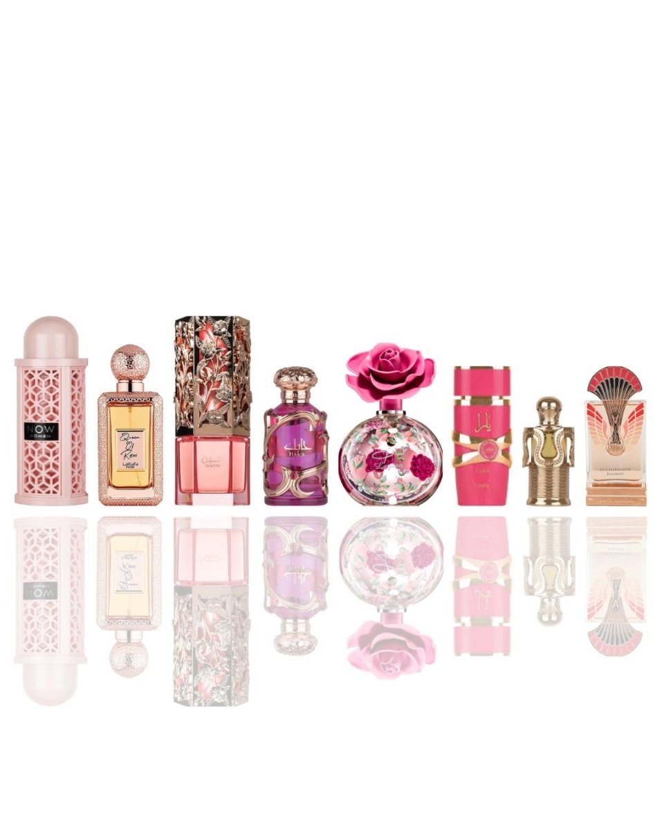 Now Women + Queen Of Roses + 6 More — 8-Piece Bundle by Qamare — Authentic Arabic Fragrance | Qamare