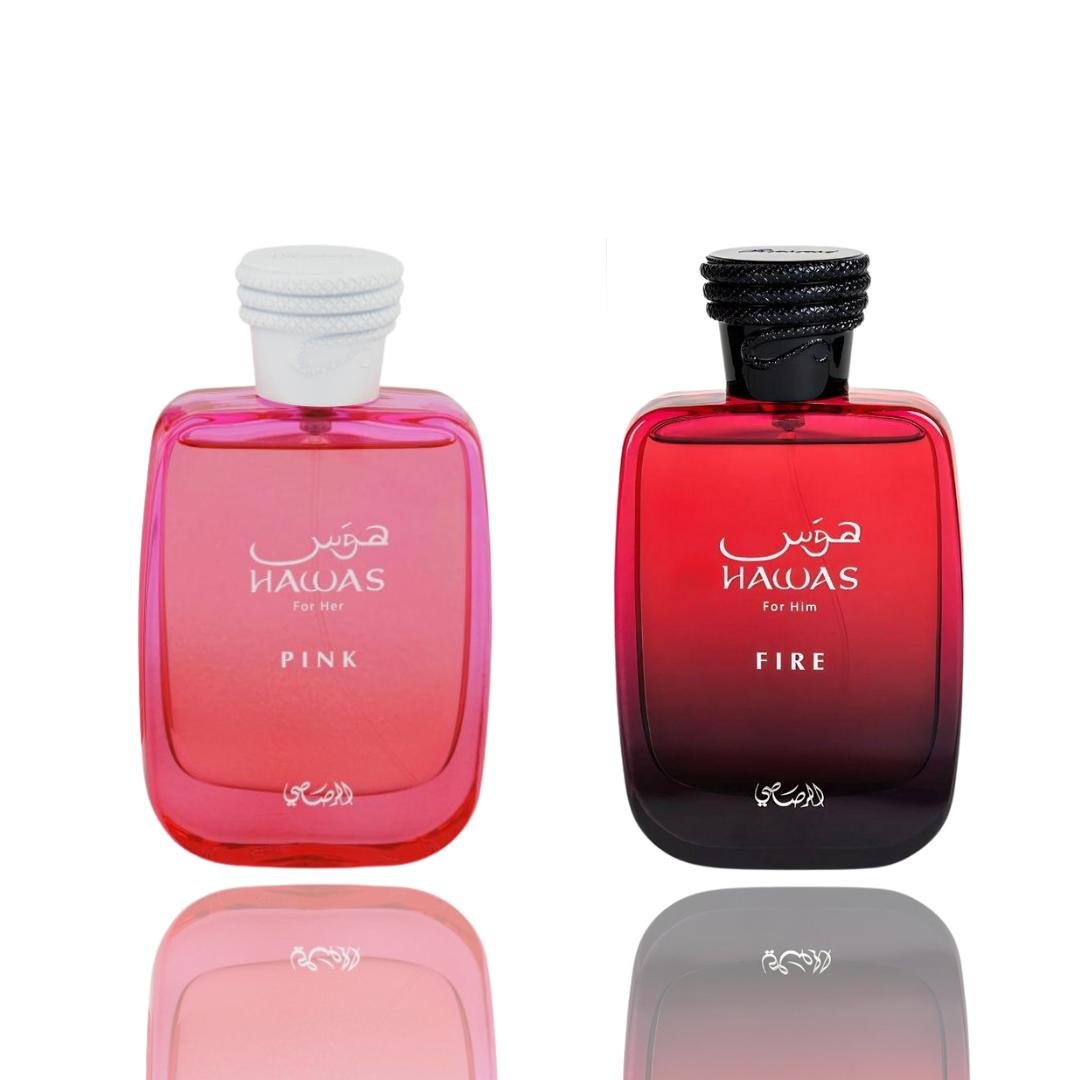 Hawas Fire + Hawas Pink — 2-Piece Set by Qamare — Authentic Arabic Fragrance | Qamare