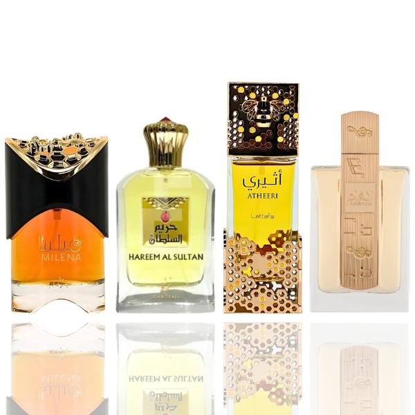 Hareem Sultan + Angham + 2 More — 4-Piece Bundle by Qamare — Authentic Arabic Fragrance | Qamare