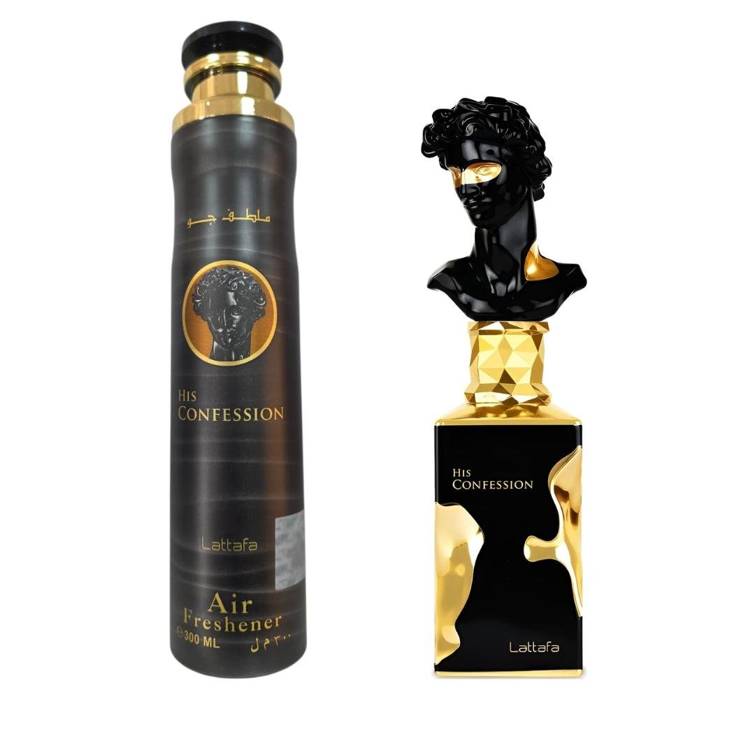 His Confession Air Freshener + His Confession — 2-Piece Set by Qamare — Authentic Arabic Fragrance | Qamare