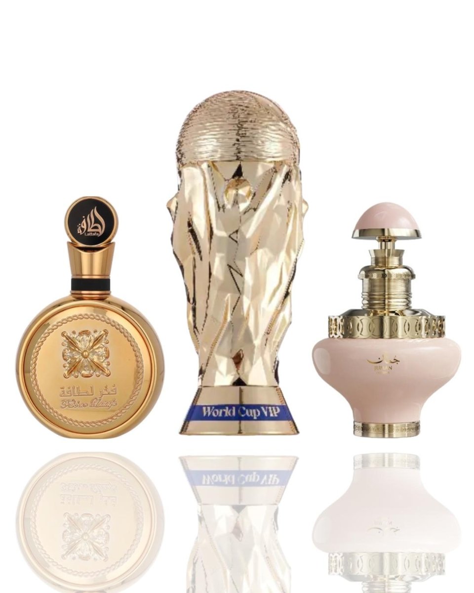 Fakhar Extrait + Juman Precious + 1 More — 3-Piece Bundle by Qamare — Authentic Arabic Fragrance | Qamare