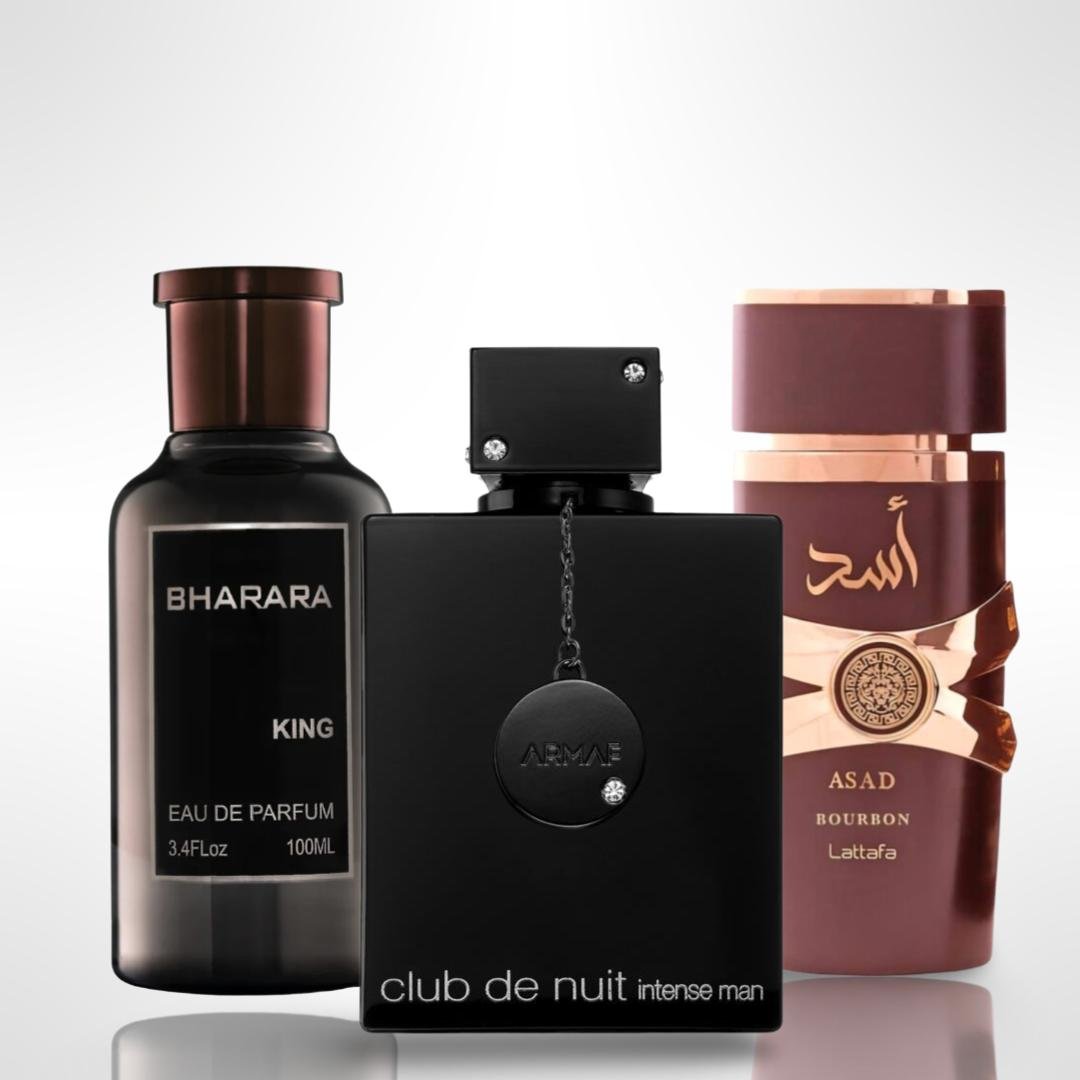 Bharara Asad Bourbon + King + 1 More — 3-Piece Bundle by Bharara — Authentic Arabic Fragrance | Qamare