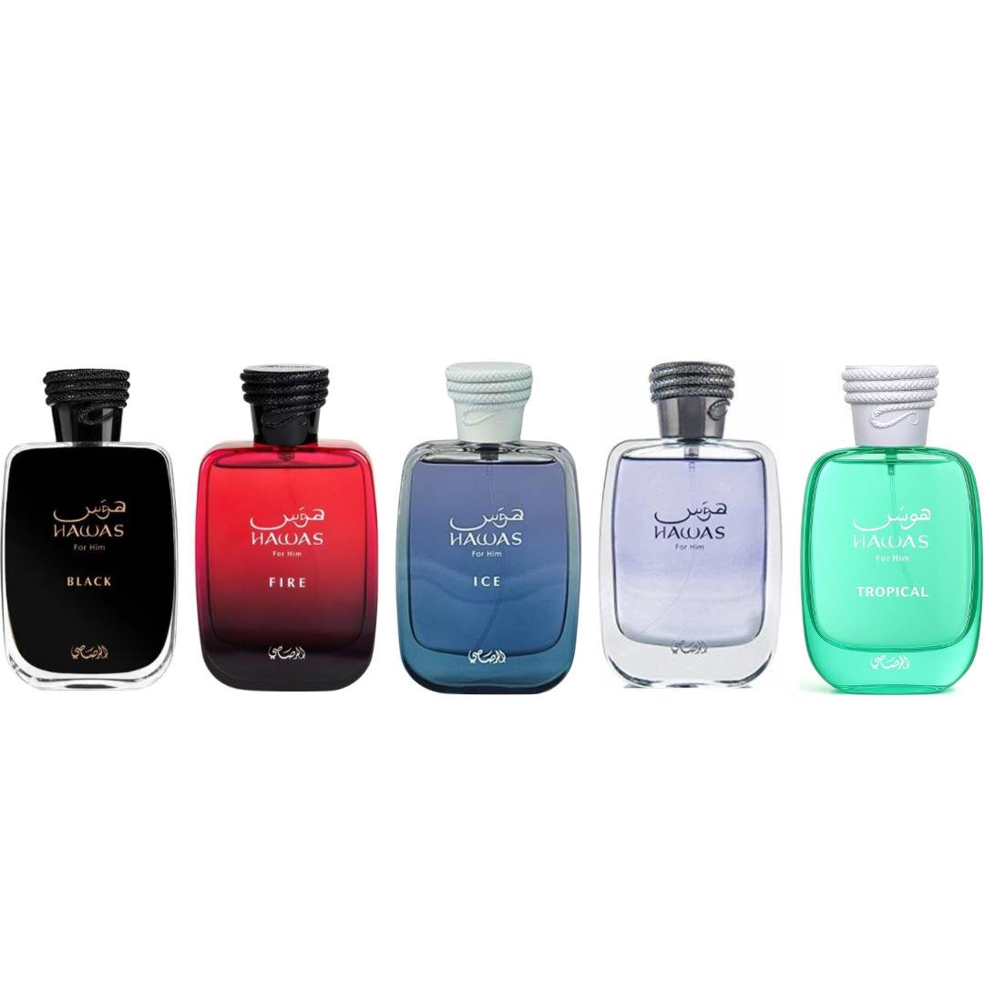 Hawas + Haws Tropical + 3 More — 5-Piece Bundle by Qamare — Authentic Arabic Fragrance | Qamare