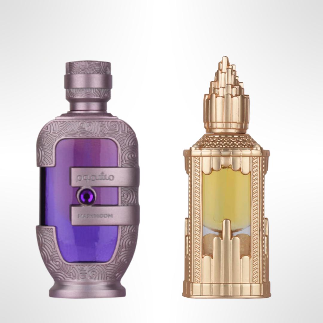 Lattafa Abraaj + Mashmoom — 2-Piece Set by Lattafa — Authentic Arabic Fragrance | Qamare