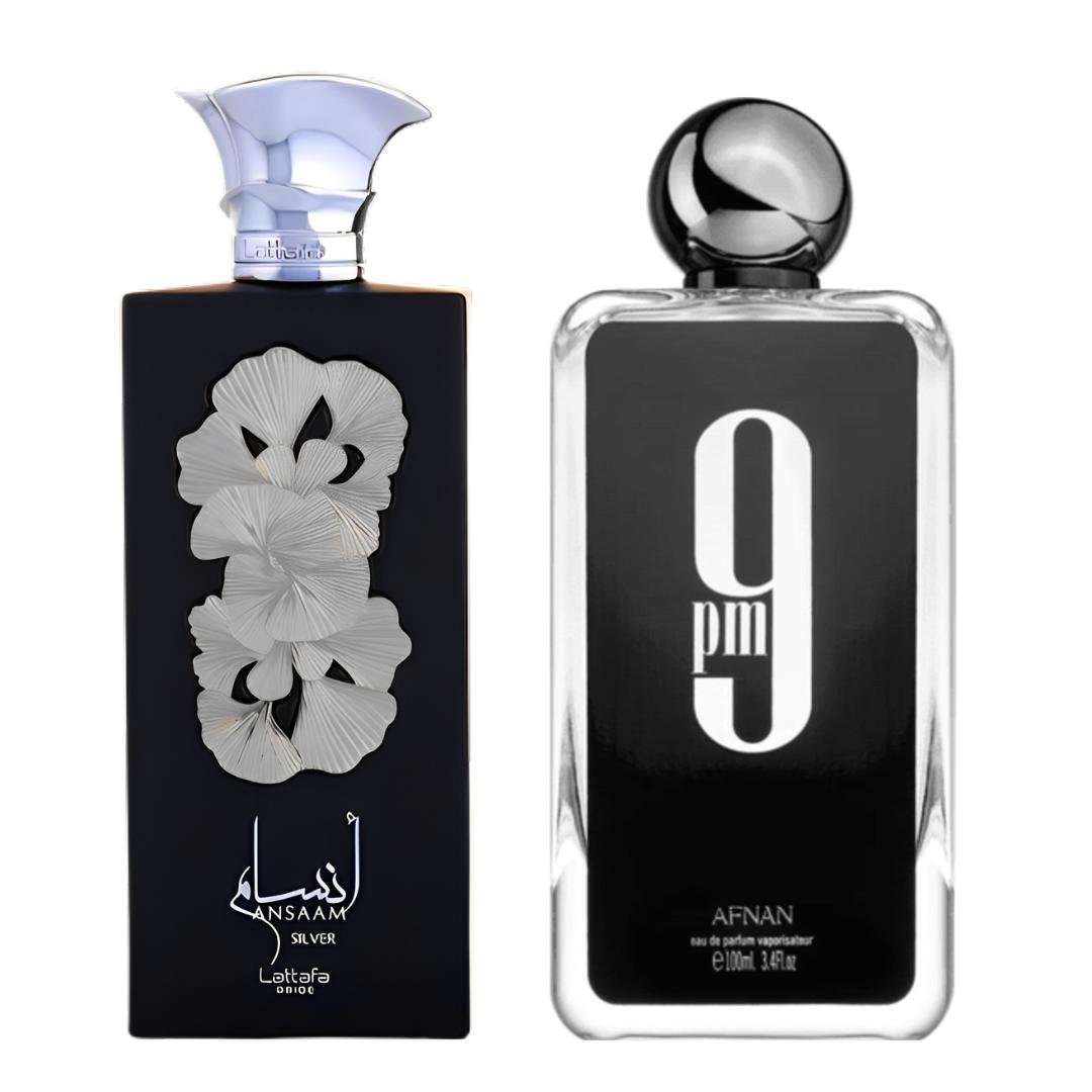 Afnan Ansaam Silver + 9pm — 2-Piece Set by Afnan — Authentic Arabic Fragrance | Qamare