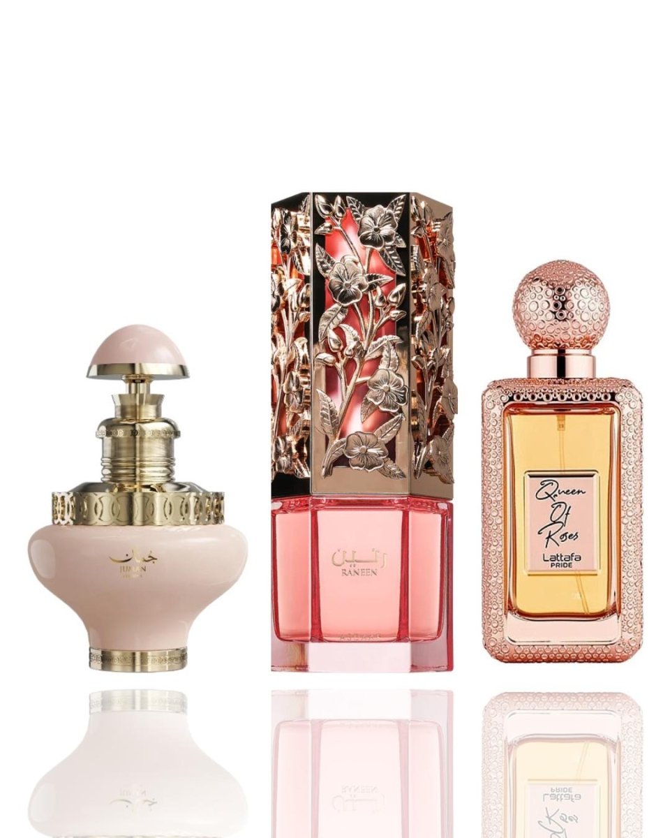 Juman Precious + Queen Of Roses + 1 More — 3-Piece Bundle by Qamare — Authentic Arabic Fragrance | Qamare