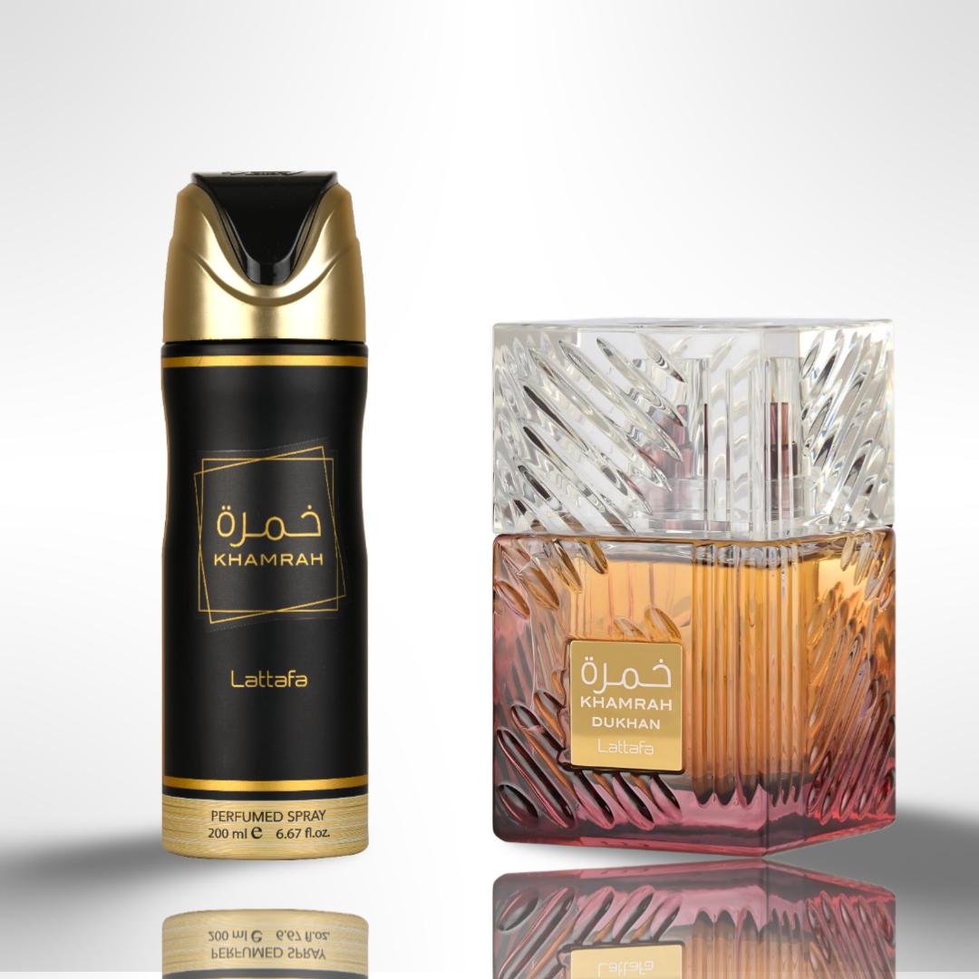 Khamrah Dukhan + Khamrah Deodorant — 2-Piece Set by Qamare — Authentic Arabic Fragrance | Qamare