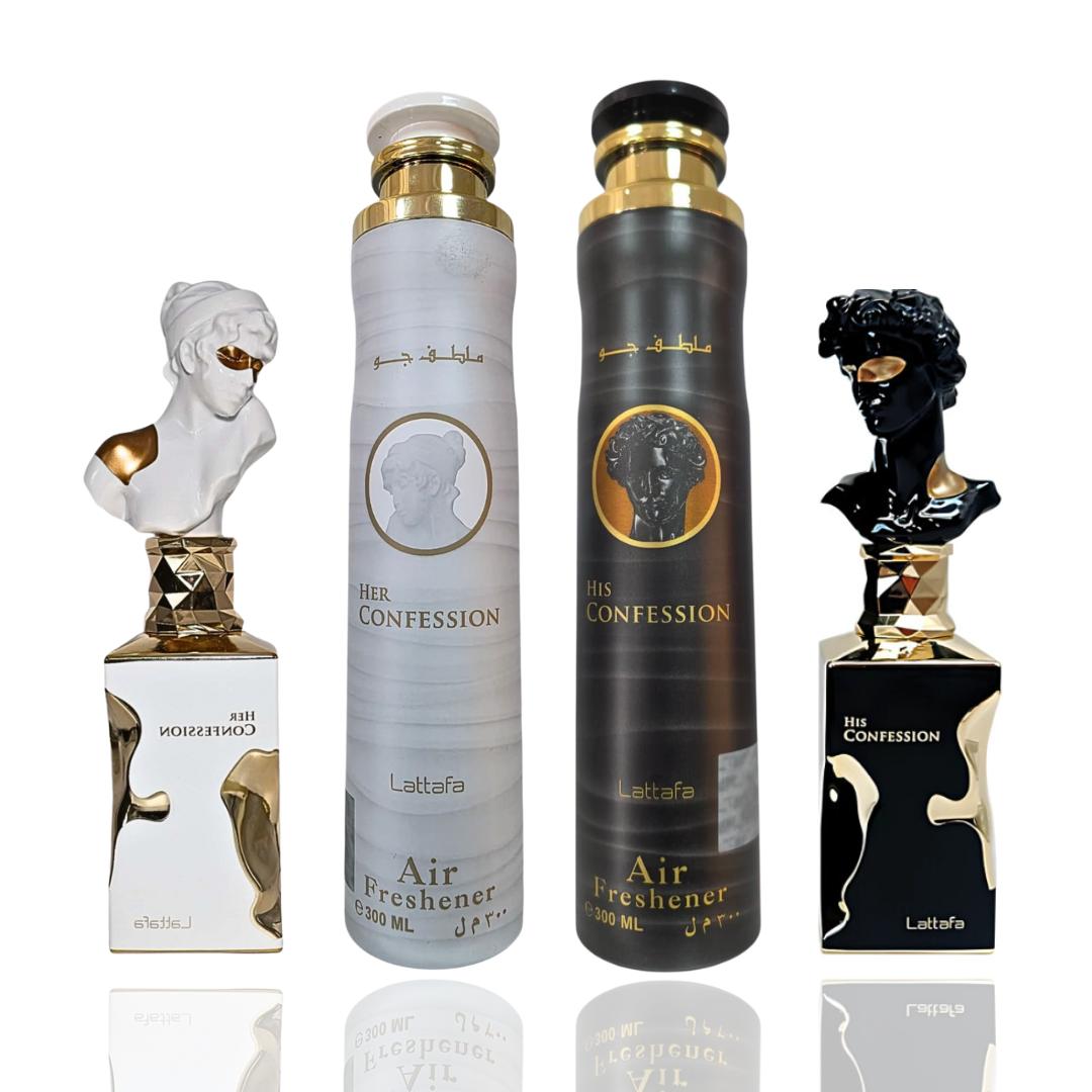 His Confession + Her Confession + 2 More — 4-Piece Bundle by Qamare — Authentic Arabic Fragrance | Qamare