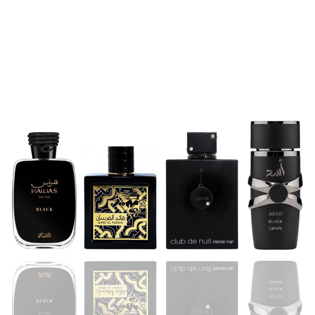 Qaed Al Fursan + Club De Nuit Intense + 2 More — 4-Piece Bundle by Qamare — Authentic Arabic Fragrance | Qamare