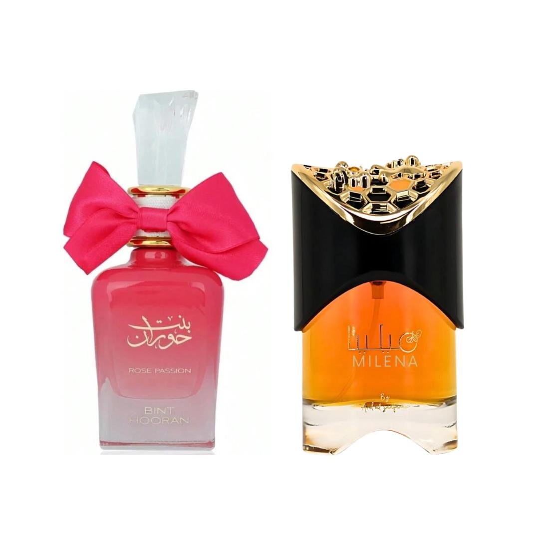 Milena + Bint Hooran Rose Passion — 2-Piece Set by Qamare — Authentic Arabic Fragrance | Qamare