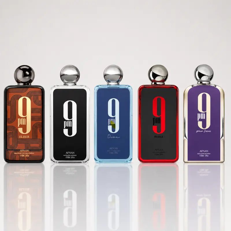 9pm Elixir + 9pm Rebel + 3 More — 5-Piece Bundle by Qamare — Authentic Arabic Fragrance | Qamare