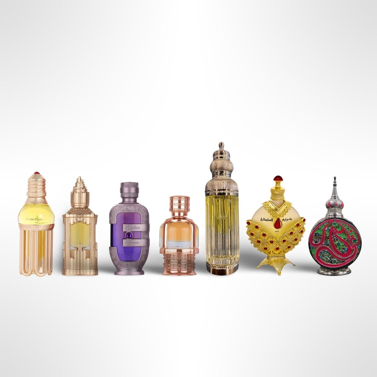 Naseem Hareem Gold + Al Layl + 6 More — 8-Piece Bundle by Naseem — Authentic Arabic Fragrance | Qamare