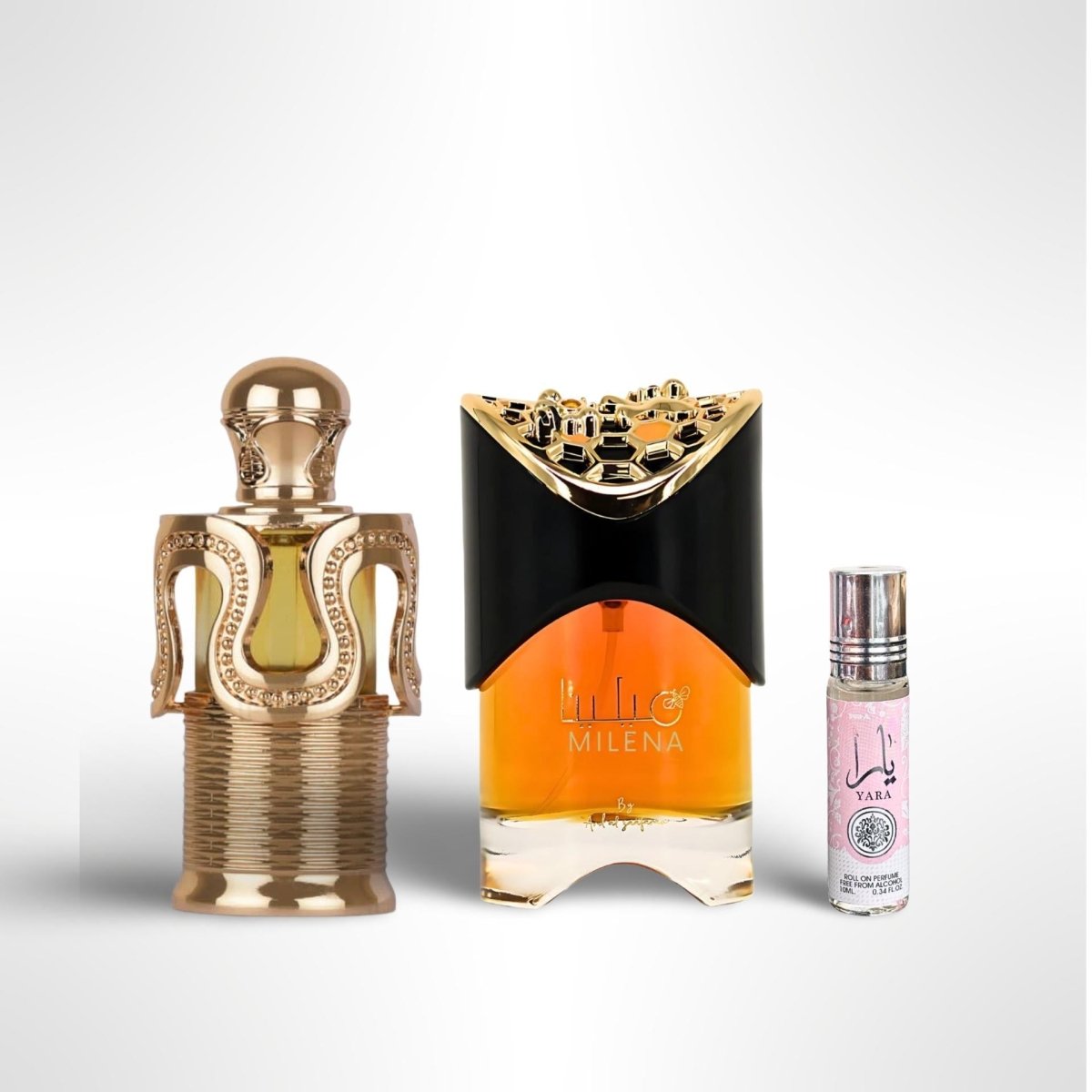 Lattafa Milena + Yara Oil + 1 More — 3-Piece Bundle by Lattafa — Authentic Arabic Fragrance | Qamare