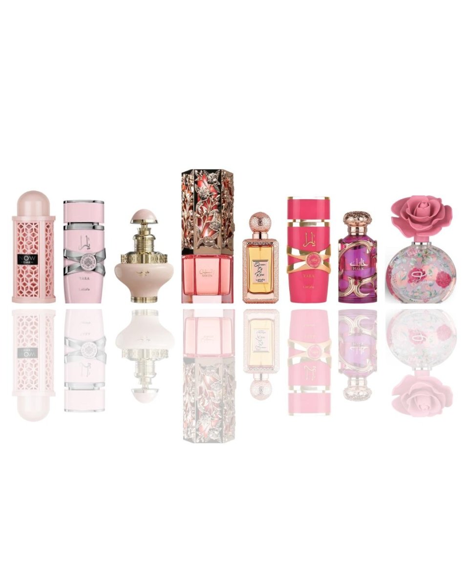 Now Women + Yara + 6 More — 8-Piece Bundle by Qamare — Authentic Arabic Fragrance | Qamare