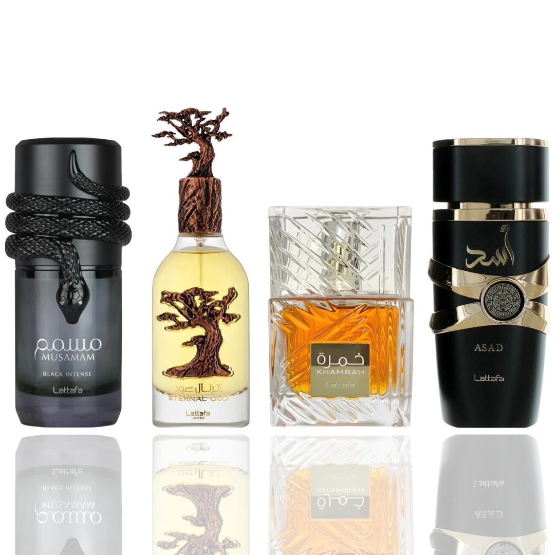 Khamrah + Asad + 2 More — 4-Piece Bundle by Qamare — Authentic Arabic Fragrance | Qamare