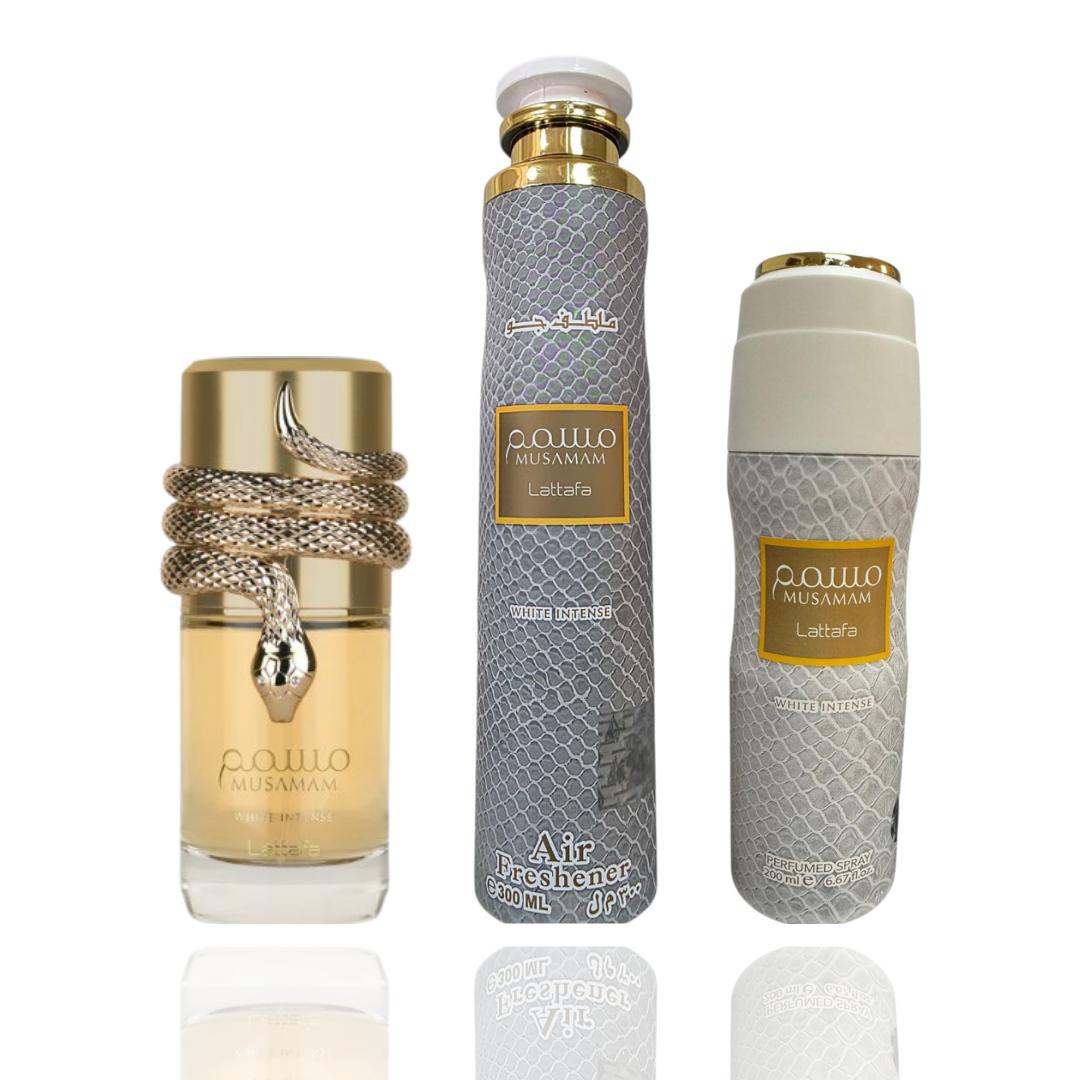 Musamam Intense White + Musamam Intense White Deodorant + 1 More — by Qamare — Authentic Arabic Fragrance | Qamare