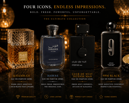 The Connoisseur's Vault — Curated 4-Piece Collection by Qamare — Authentic Arabic Fragrance | Qamare
