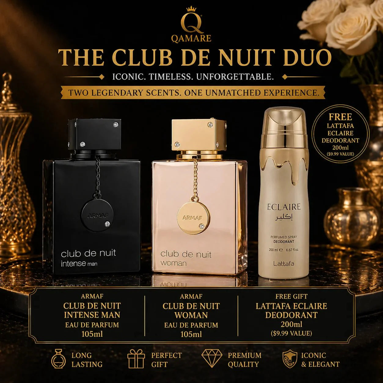 Club De Nuit Power Couple Gift Set by Qamare Parfums — Authentic Arabic Fragrance | Qamare perfumes