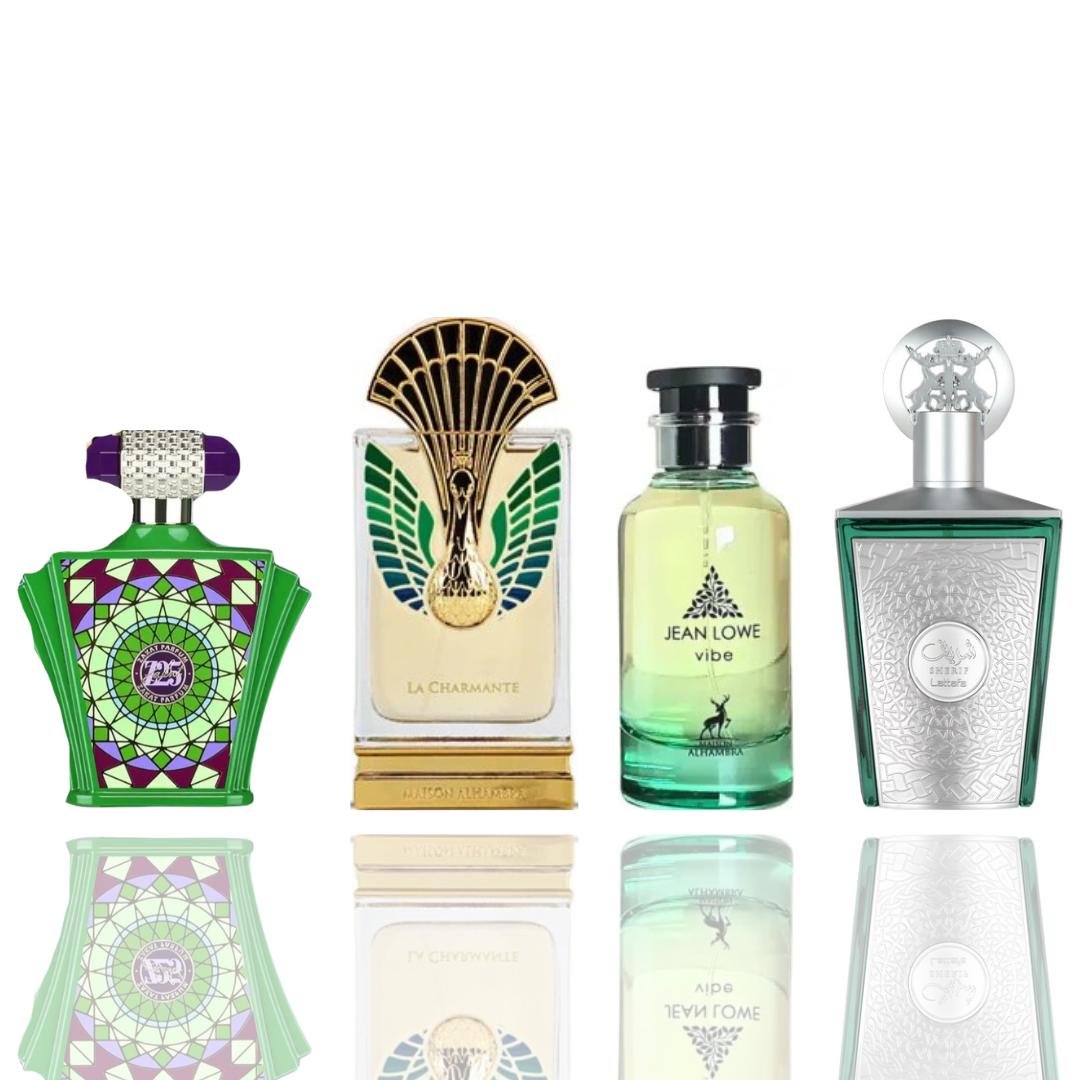 Sherif + Jean Lowe Vibe + 2 More — 4-Piece Bundle by Qamare — Authentic Arabic Fragrance | Qamare