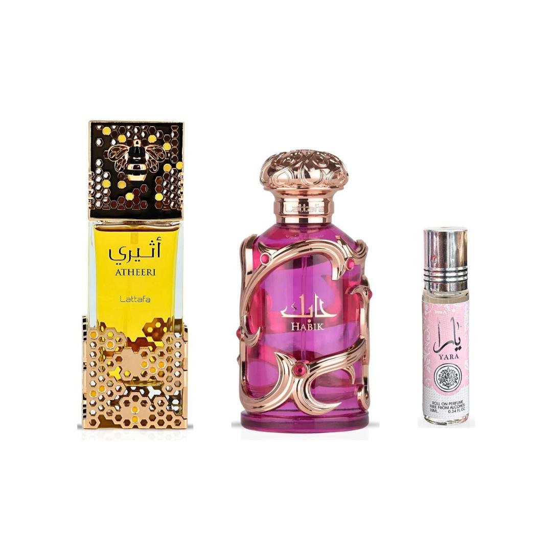 Habik Women + Atheeri + 1 More — 3-Piece Bundle by Qamare — Authentic Arabic Fragrance | Qamare