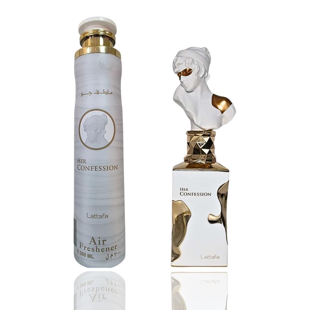 Her Confession + Her Confession Air Freshener — 2-Piece Set by Qamare — Authentic Arabic Fragrance | Qamare