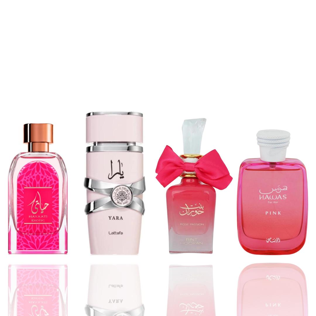 Hayaati Florence + Yara + 2 More — 4-Piece Bundle by Qamare — Authentic Arabic Fragrance | Qamare