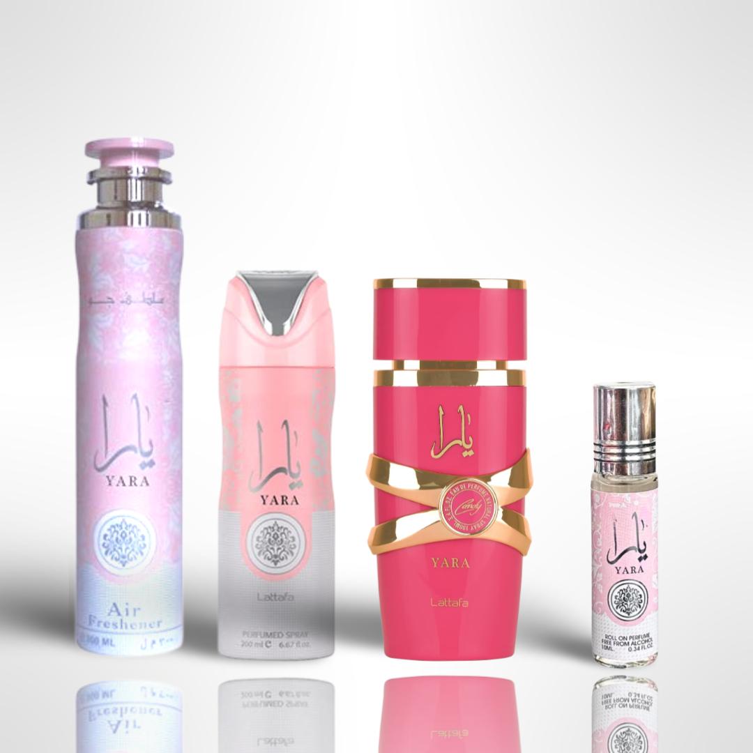 Yara Candy + Yara Deodorant + 2 More — 4-Piece Bundle by Qamare — Authentic Arabic Fragrance | Qamare