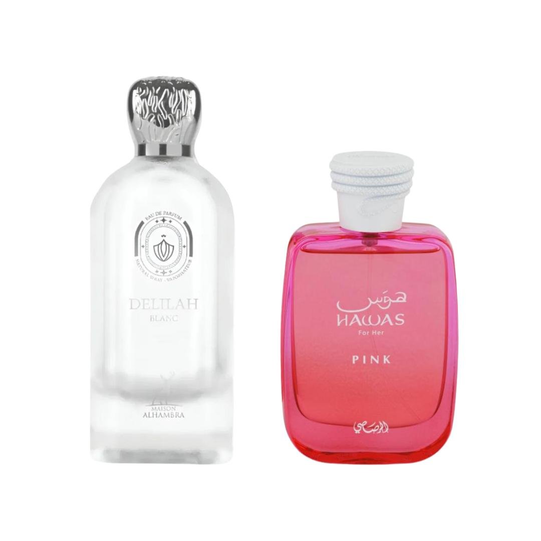 Hawas Pink+ Delilah Blanc Eau de Parfum 100ml by Qamare — Authentic Arabic Fragrance | Qamare