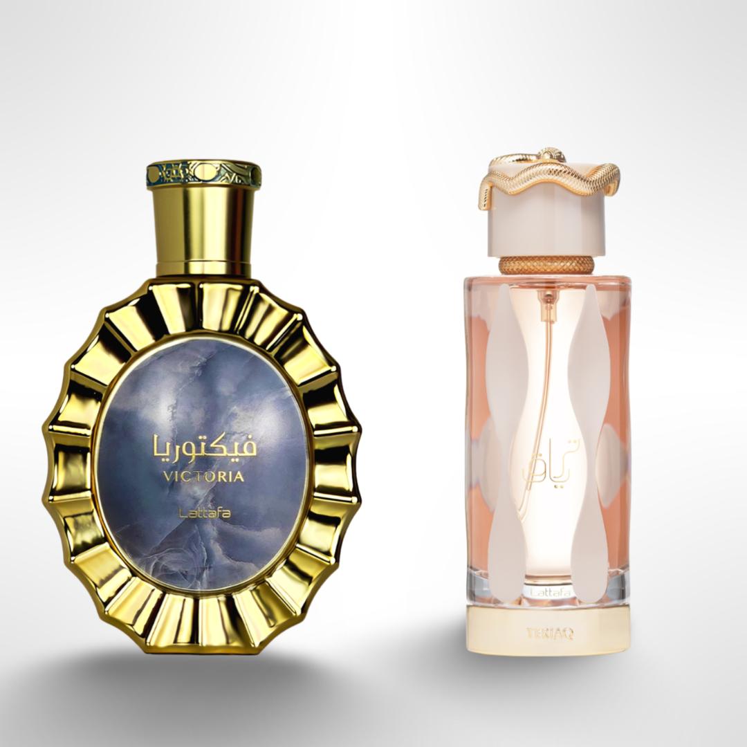 Lattafa Victoria + Teriaq — 2-Piece Set by Lattafa — Authentic Arabic Fragrance | Qamare