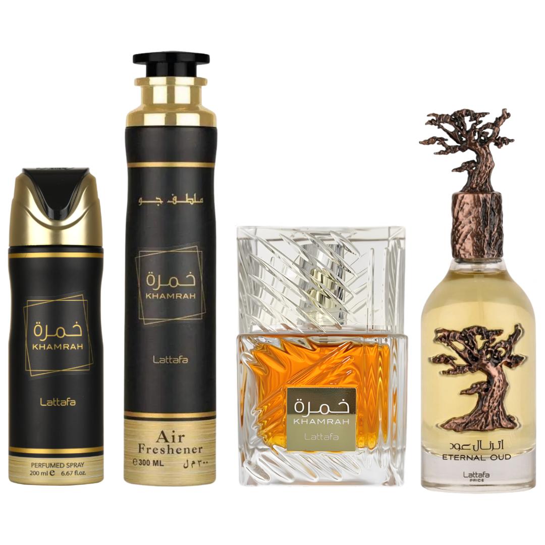 Eternal Oud + Khamrah + 2 More — 4-Piece Bundle by Qamare — Authentic Arabic Fragrance | Qamare