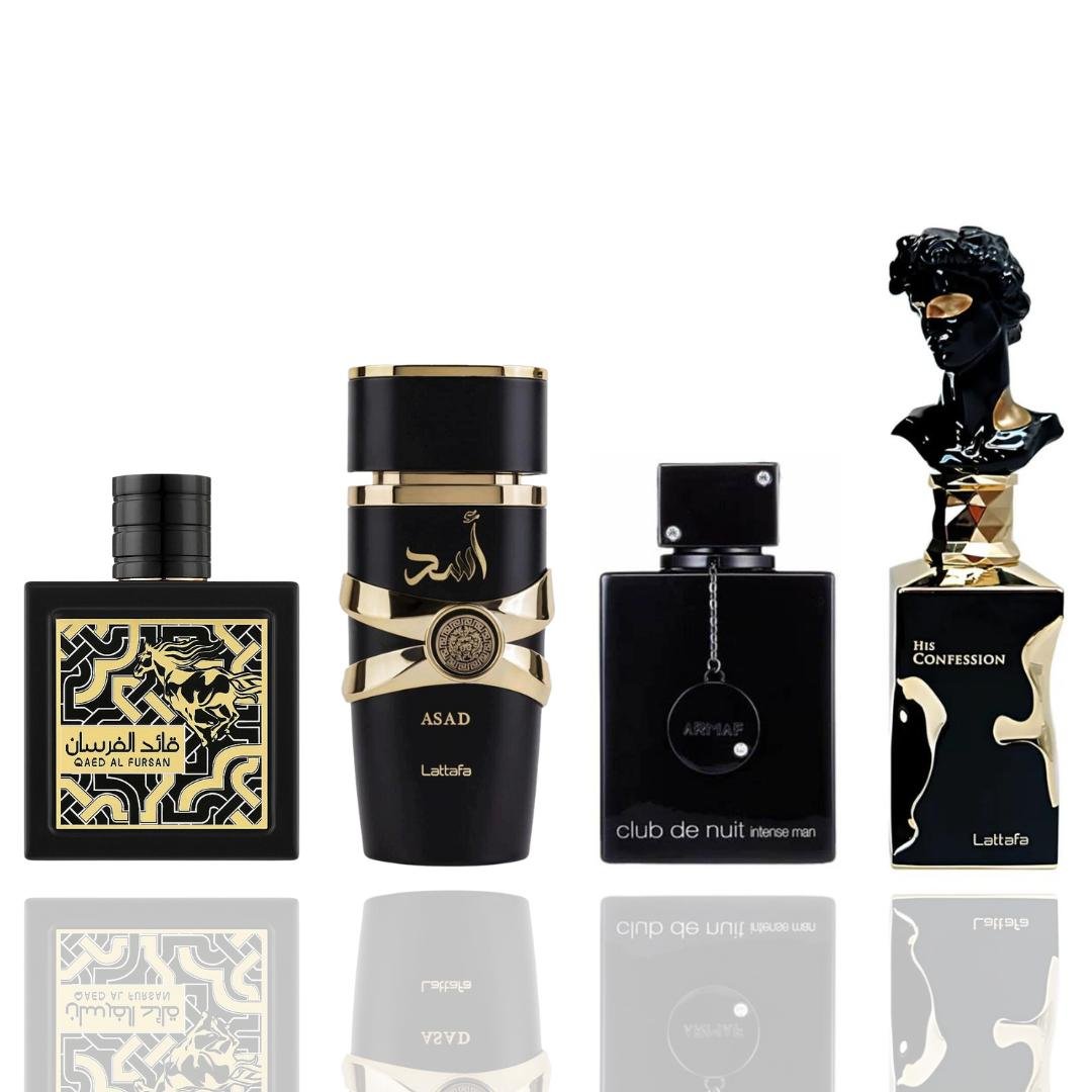 Asad + Qaed Al Fursan + 2 More — 4-Piece Bundle by Qamare — Authentic Arabic Fragrance | Qamare