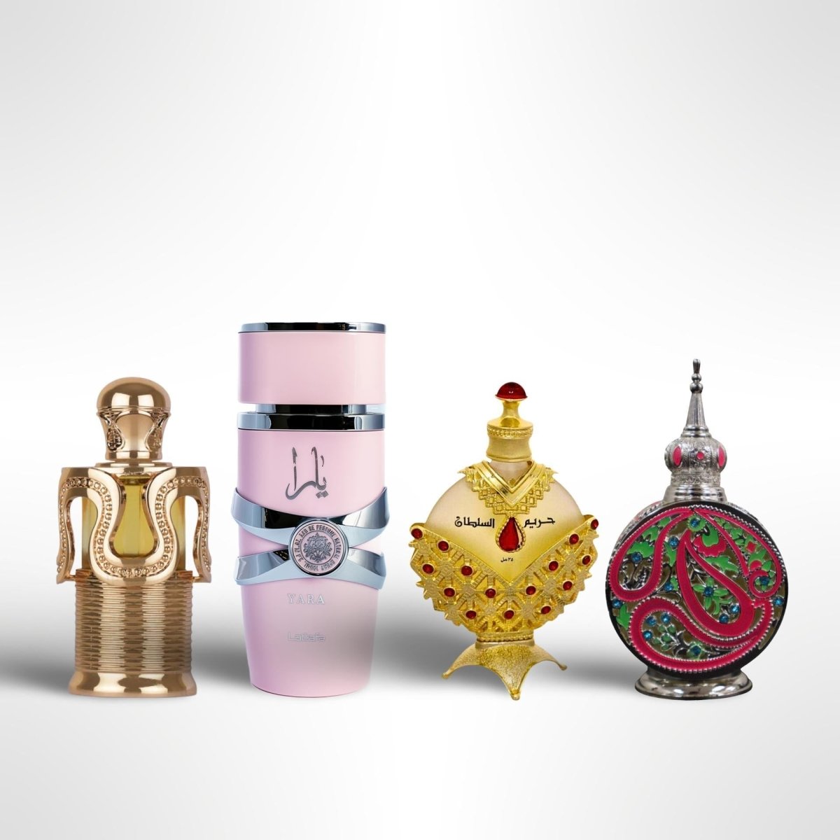 Naseem Yara Oil + Hareem Al Sultan Gold Oil + 2 More — 4-Piece by Naseem — Authentic Arabic Fragrance | Qamare