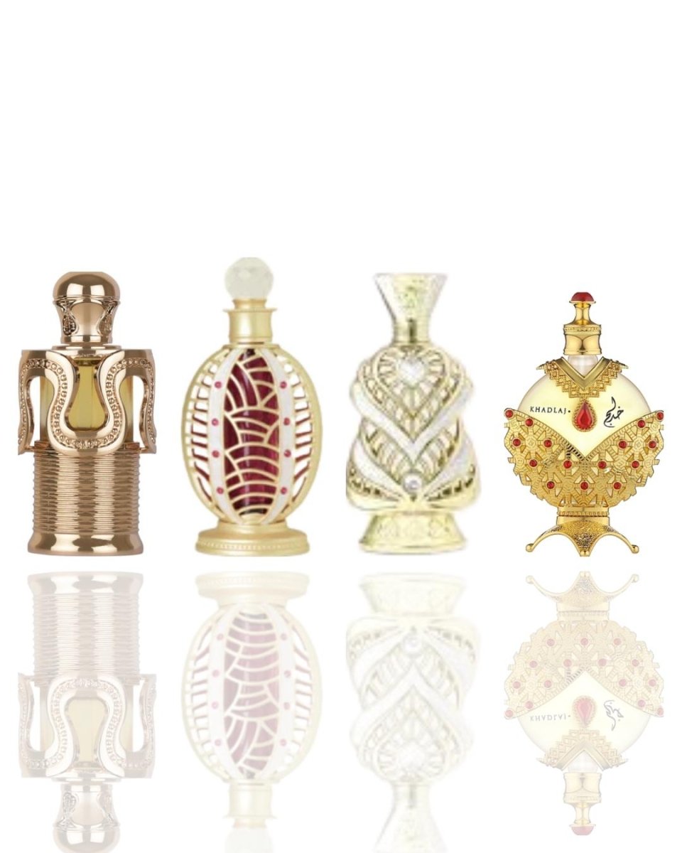 Maitha + Shagaf Al Ward Oil + 2 More — 4-Piece Bundle by Qamare — Authentic Arabic Fragrance | Qamare