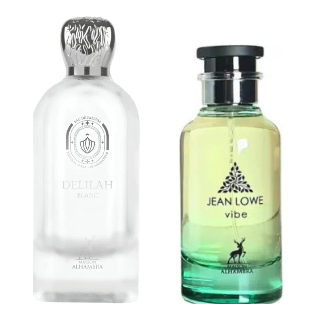 Delilah Blanc + Jean Lowe Vibe — 2-Piece Set by Qamare — Authentic Arabic Fragrance | Qamare