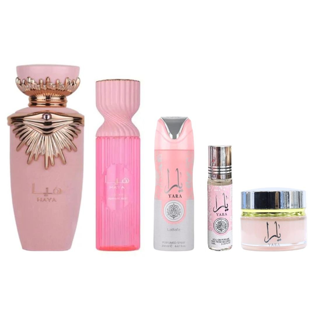 Haya + Haya Mist + 3 More — 5-Piece Bundle by Qamare — Authentic Arabic Fragrance | Qamare