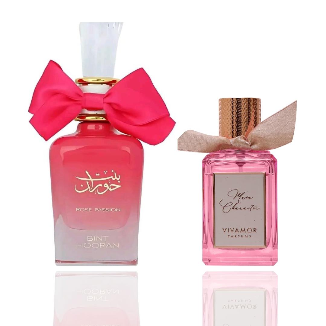 Bint Haroon Rose Passion + Vivamor Main Character — 2-Piece Set by Qamare — Authentic Arabic Fragrance | Qamare