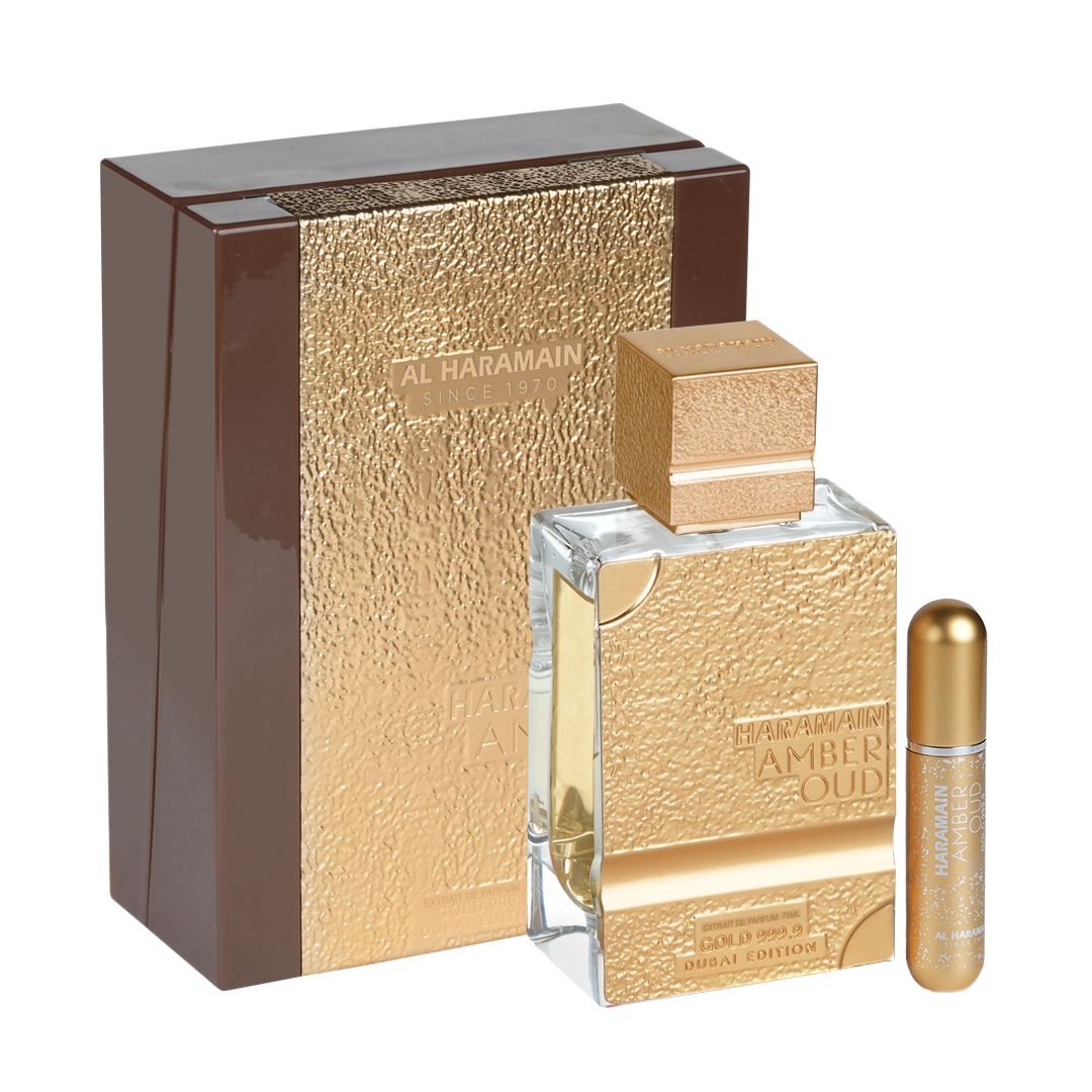Al Haramain Amber Oud Gold 999.9 Dubai Edition Extrait de Parfum 75ml by Al Haramain — Authentic Arabic Fragrance | Qamare