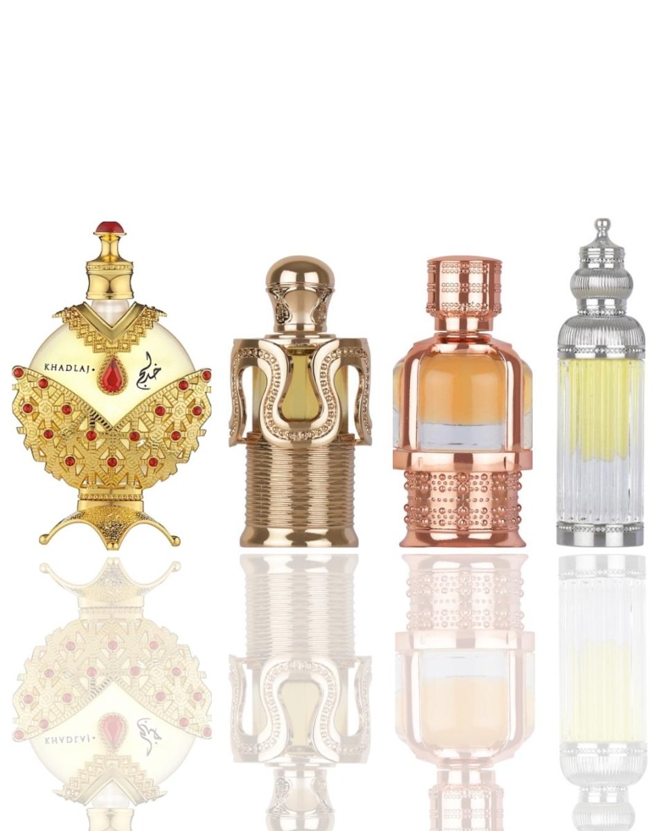 Hareemal Sultan Gold Oil + Maitha + 2 More — 4-Piece Bundle by Qamare — Authentic Arabic Fragrance | Qamare