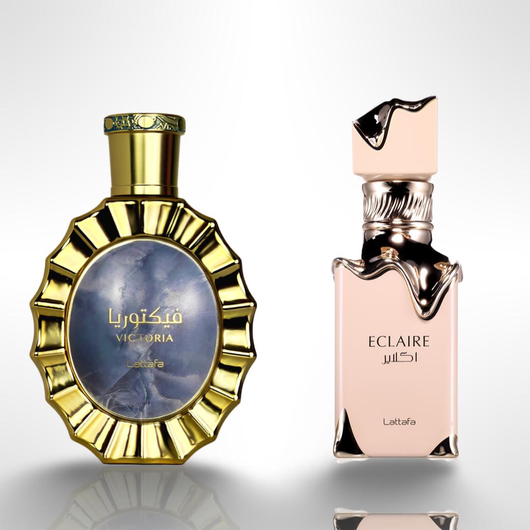 Lattafa Victoria + Eclair — 2-Piece Set by Lattafa — Authentic Arabic Fragrance | Qamare
