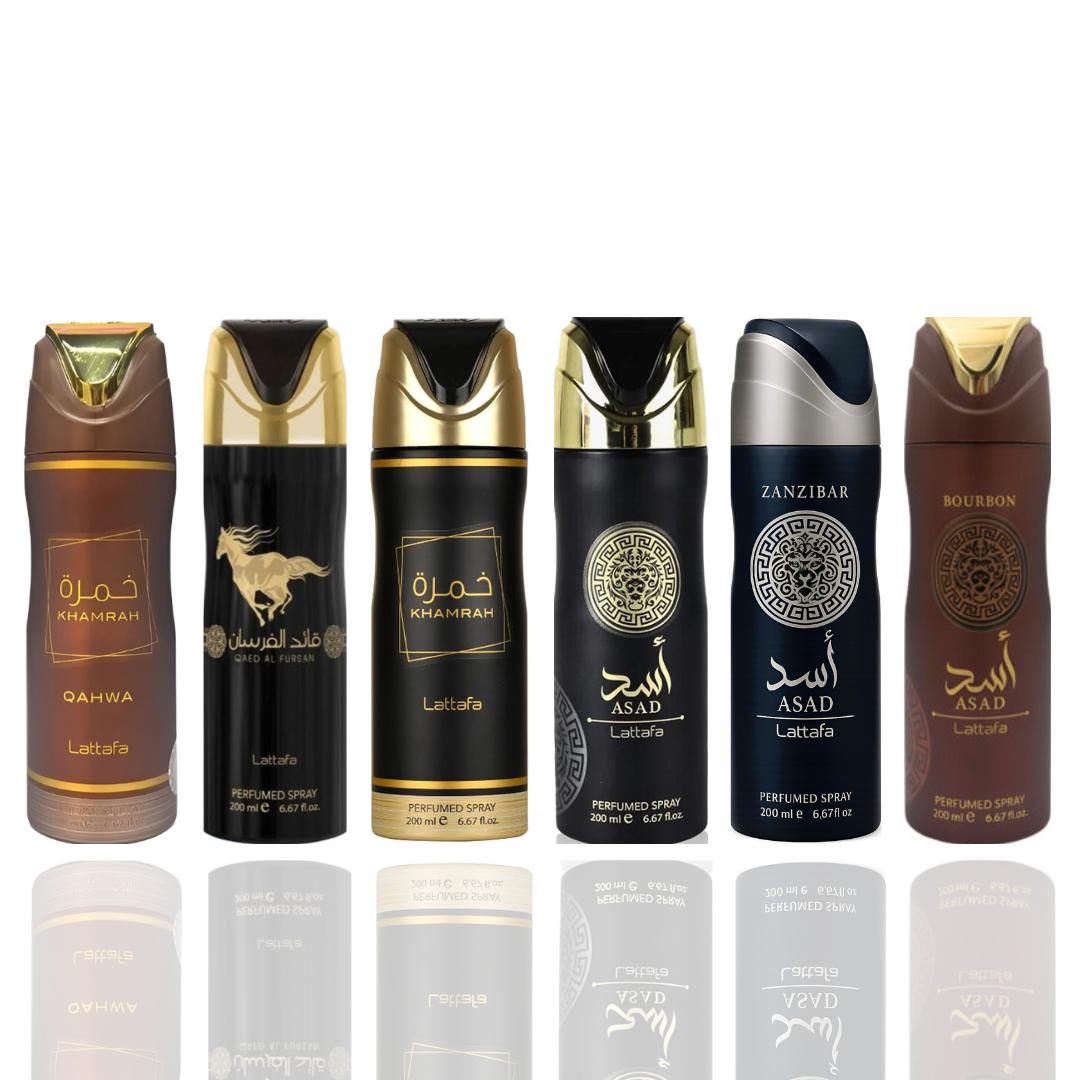 Khamrah Qahwa Deodorant + Qaed Al Fursan Deodorant + 4 More — by Qamare — Authentic Arabic Fragrance | Qamare